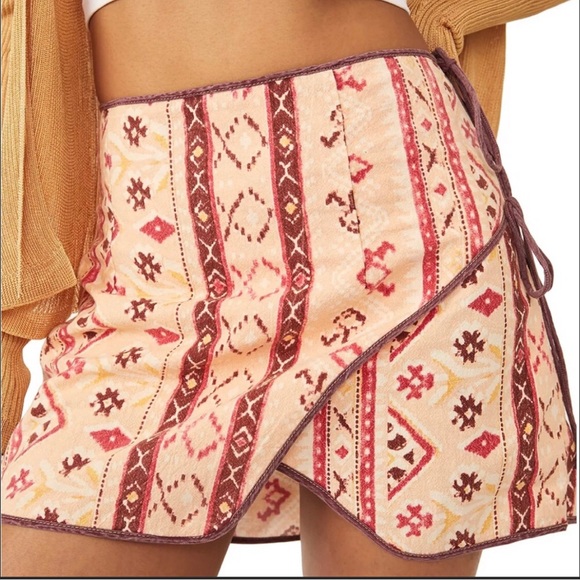 NWT Free People Tuscan Sunrise Cleo Printed Wrap Skirt In Multi Combo 12 - Picture 1 of 9